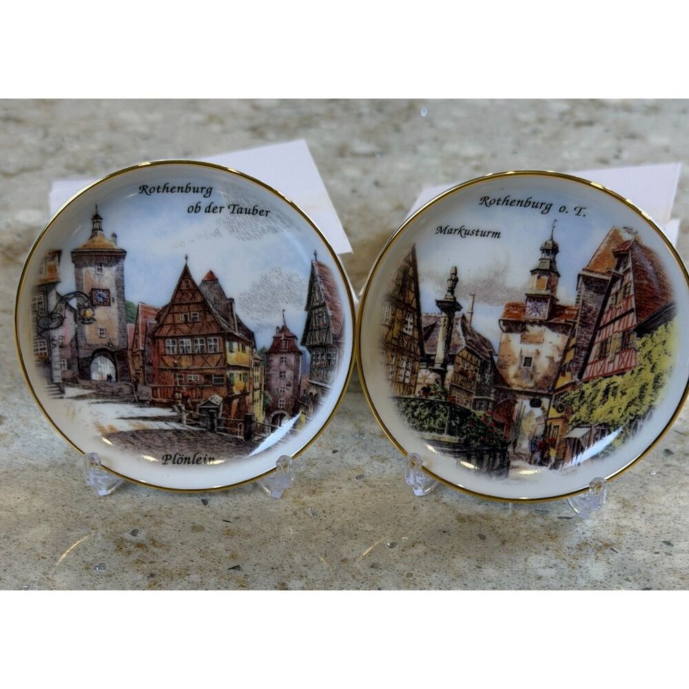 Vintage Reutter‎ Porzellan Rothenburg Germany Mini Plates Plonlein Markusturm